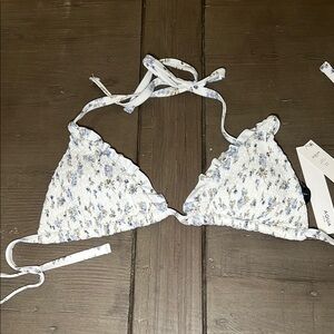 Aqua Swim Bikini - White new with tag floral detail triangle top